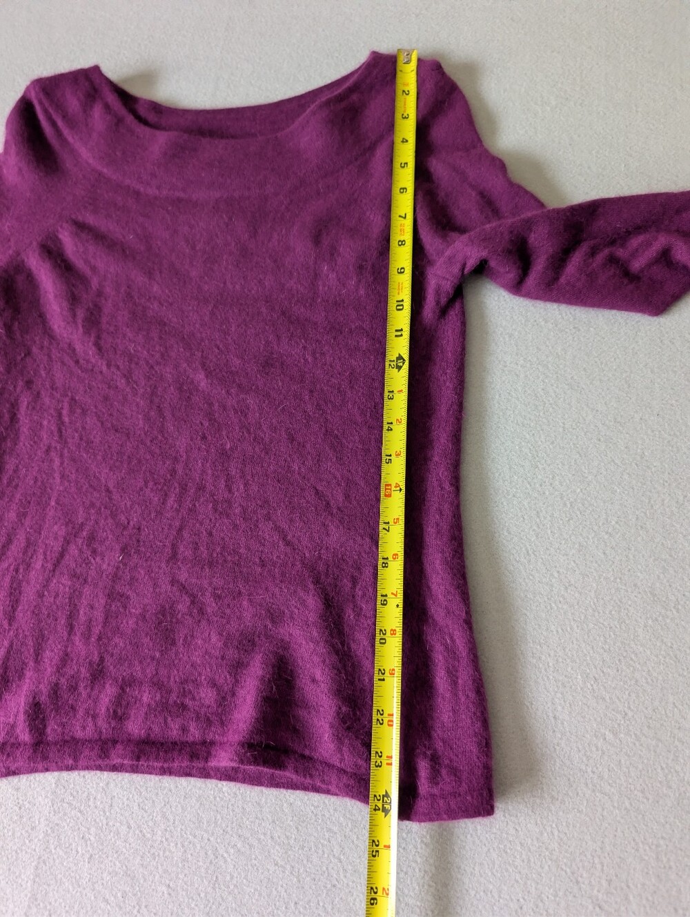 Angora Wool Blend Boatneck Long Sleeve Women's Sweater Sz L Purple Preppy image 7